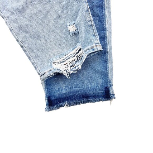 Frayed High Rise Ankle Straight Jeans Patchwork Size 31 - Picture 4 of 9